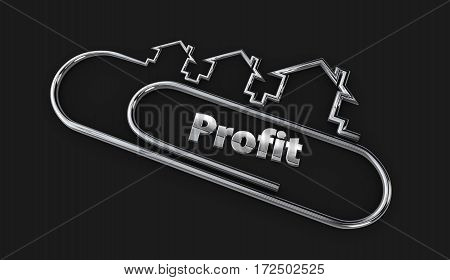 silver 3d modern design logo with profit word 3d illustration isolated bkack
