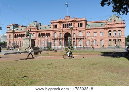 Buenos Aires, Argentina - 14 January 2011: casa Rosada on Mayo square at Buenos Aires on Argentina