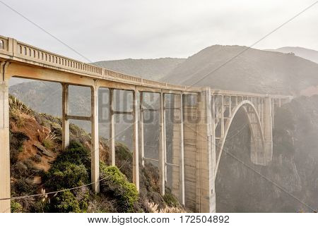 Bixby Creek Bridge on Highway 1. Big Sur Area, California, USA.