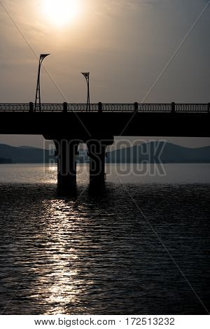 view of bridge in the riverin wuxi cityjiangsu provinceChina.