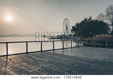 view in Wuxi Lihu natural park of China.