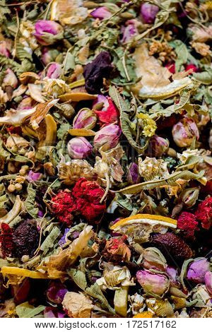 Dry Plants As Herbal Tea At The Market For Sale