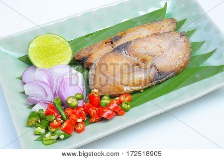 Salted fish Spicy salted with lamon,Pepper and Onions