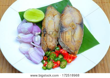Salted fish Spicy salted with lamon,Pepper and Onions