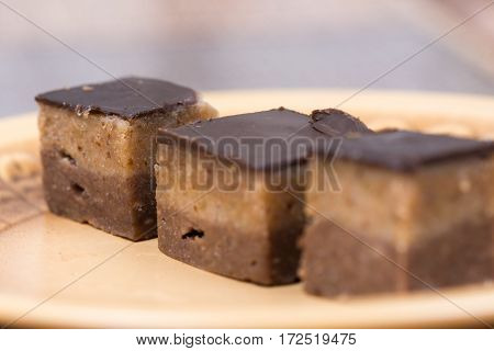 Homemade Chocolate Bajadera Cookies On The Plate