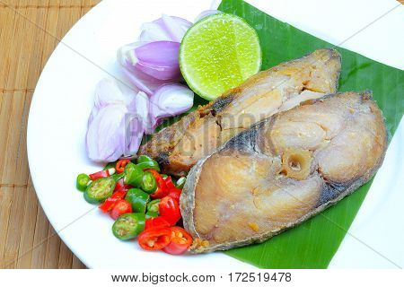 Salted fish Spicy salted with lamon,Pepper and Onions