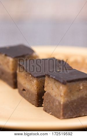 Homemade Chocolate Bajadera Cookies On The Plate