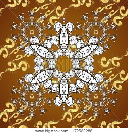 Sketch For Invitations Cards Thank You Message Web Page. Eastern Style Element. Golden Outline Flora
