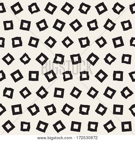 Stylish Doodle Scattered Shapes. Vector Seamless Black And White Freehand Pattern