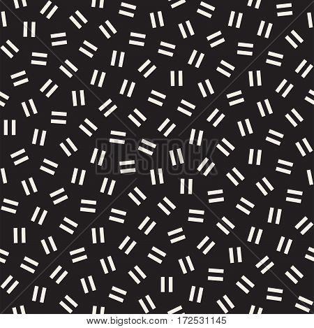 Geometric Scattered Shapes. Vector Seamless Black And White Pattern