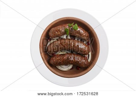 kupati homemade sausage traditional Georgian dish white background top view