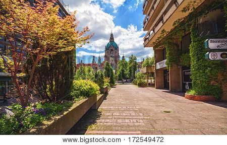 HANNOVER GERMANY - JUNE 9: City Hall of Hannover. Image of New City Hall of Hannover Germany during sunny spring day in 2012