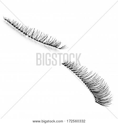 false eyelashes, black false eyelashes, isolated on white background