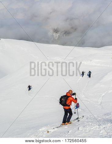 Skiers On The Slopes.