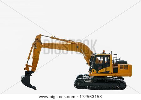 The Excavator loader model on white background