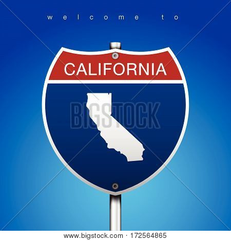 Sign of State American in Road Style

An Sign Road America Style with state of American with blue background and message, California and map, vector art image illustration