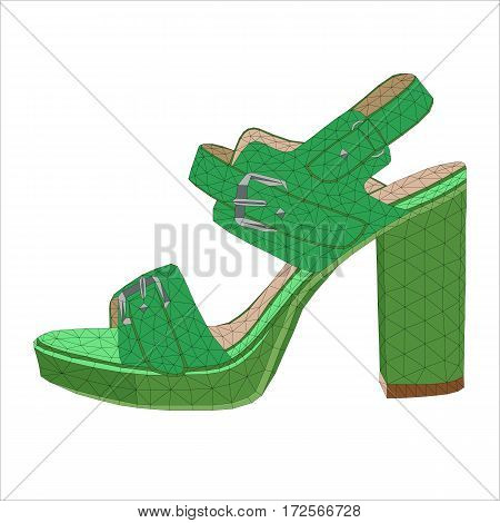 isolated mosaic heels on white background. women footware. vector illustration.