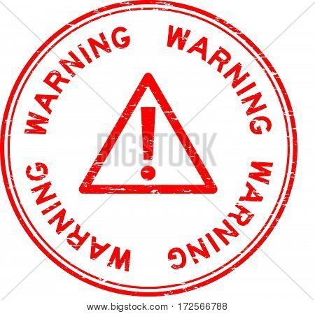 Grunge red warning round rubber seal stamp on white background
