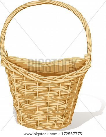 big empty basket isolated on white - vector illustration