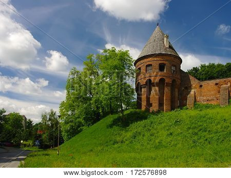 Old Tower Of Benedictine Abbey In Jaroslaw. Poland