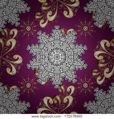 Seamless Damask Classic White And Golden Pattern. Vector Abstract Background With Repeating Elements