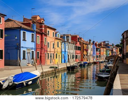 Colorful buildings in Burano Island, Venice, Italy