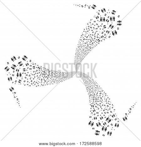 Toilet fireworks swirl rotation. Vector illustration style is flat gray iconic symbols on a white background. Object twirl constructed from random symbols.