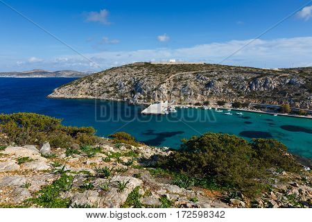 Harbor of Iraklia island in Lesser Cyclades, Greece.