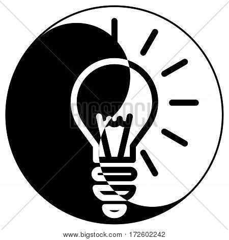 Silhouette of Light bulb in Yin Yang symbol