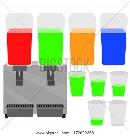 Cold drink dispenser machine and glass with water level