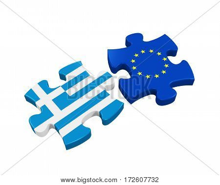 Grexit Puzzle Pieces isolated on white background. 3D render