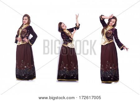 Young lady dancing traditional azeri dance