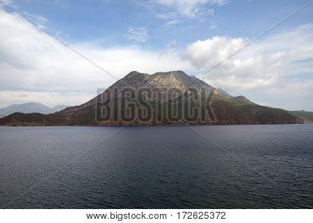 Adrasan Harbor and Moses Mountain (Musa Dagi) in Kumluca, Antalya