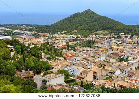 Aerial view of the old municipality of Capdepera as seen from the Castle wall. Island Majorca, Spain.
