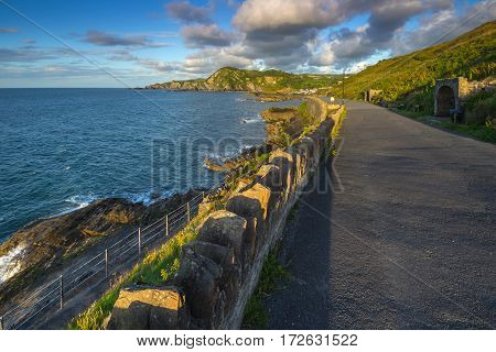 Walking trail around the hill with a magnificent view of the sea. Windy corner. Capstone Hill. North Devon coast. Ilfracombe. UK