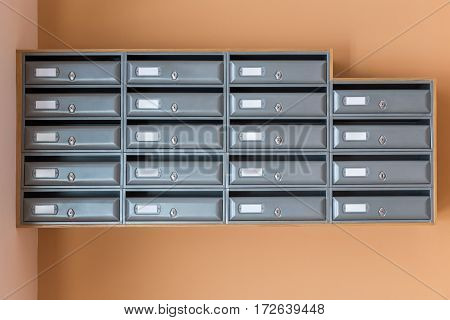 image of mailboxes in an apartment house