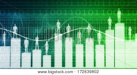 User Demographics and a Business Population Data Results 3D Illustration Render