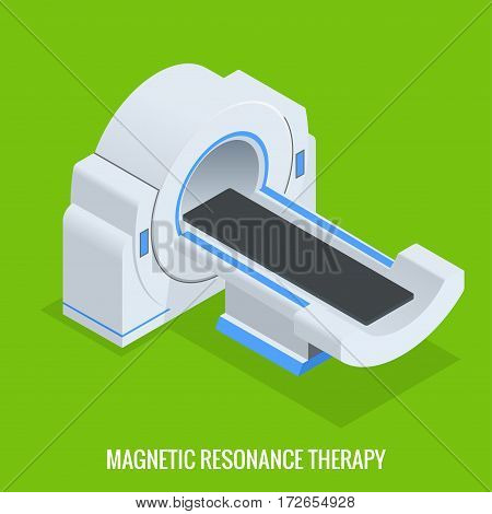 MRT machine for magnetic resonance imaging in radiology in a hospital. Computerized Tomography, xray with multiple slice detectors. The system produces detailed cross-sectional and 3D images