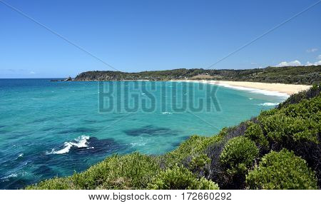 Beach at Cuttagee Point in summertime NSW Australia.