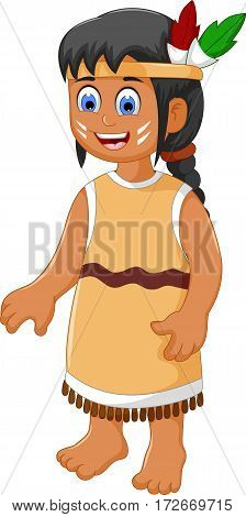 cute woman indian tribal cartoon for you design