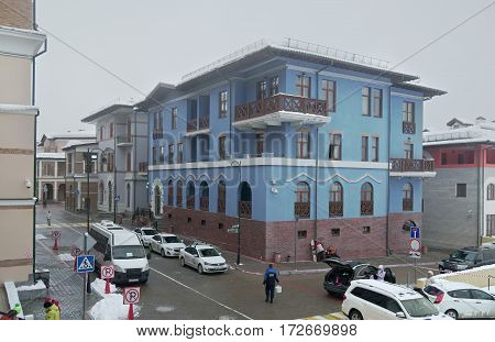 Sochi, Russia - January 21, 2017: Upper Gorky Gorod - all-season resort town 960 meters above sea level in the village of Krasnaya Polyana