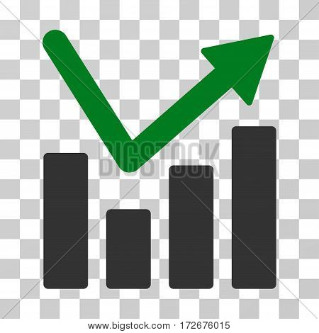 Bar Chart Trend icon. Vector illustration style is flat iconic bicolor symbol green and gray colors transparent background. Designed for web and software interfaces.