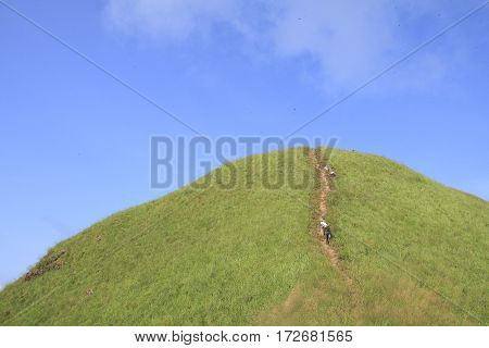 Tourists are climbing to the viewpointThong Pha Phum National Park