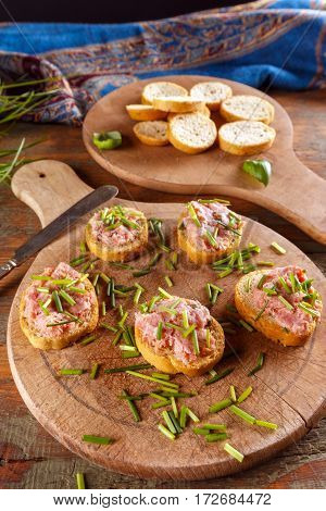 Teewurst On A Slice Of Bruschetta