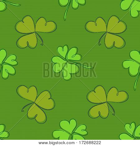 Clover Seamless Pattern. Clover Pattern With Three And Four Leaf Lime On Green Background. St. Patri