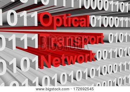 optical transport network in the form of binary code, 3D illustration