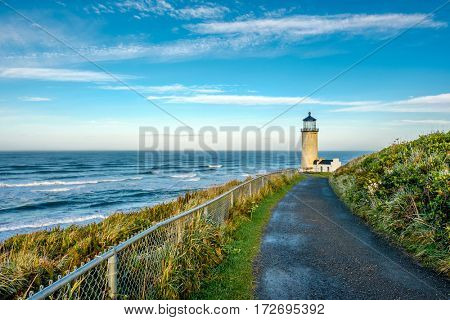North Head Lighthouse at Pacific coast, Cape Disappointment, built in 1898, WA, USA