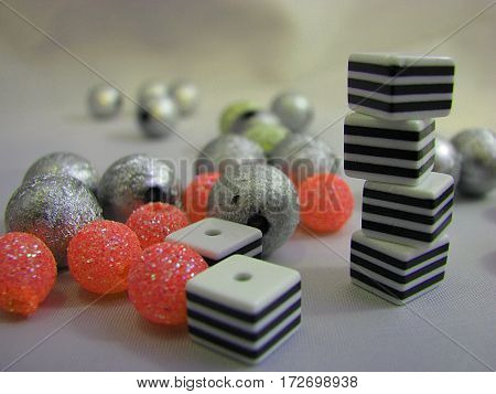 round and square elements to create a close-up of beads
