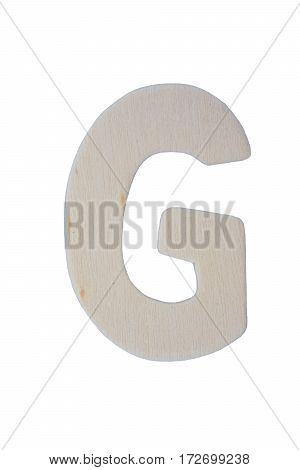 Wooden letter E isolated on white background with clipping path.