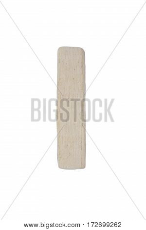 Wooden letter I isolated on white background with clipping path.